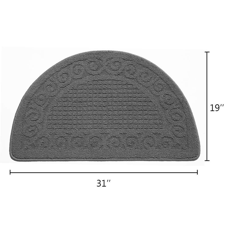VANZAVANZU Kitchen Rugs, 31"x19" Kitchen Mats, Half Moon Round Kitchen Rugs Carpet, Specialized in Ultra Anti Skid Absorbent and Machine Washable for Kitchen Doorway Floors Accessories (Gray) - Image 2